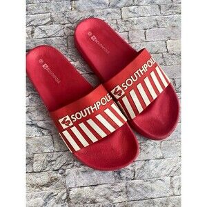 Southpole Men's Size 12 Red & White Slides Slip On Sandals Comfort Sandals